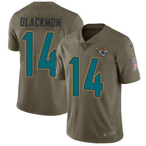 Nike Jacksonville Jaguars #14 Justin Blackmon Olive Men Stitched NFL Limited 2017 Salute to Service Jersey